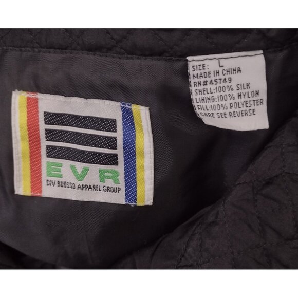 EVR DIV Rousso Studded Silk Bomber Jacket Womens L Full Zip Vintage 80s Black - Picture 5 of 6